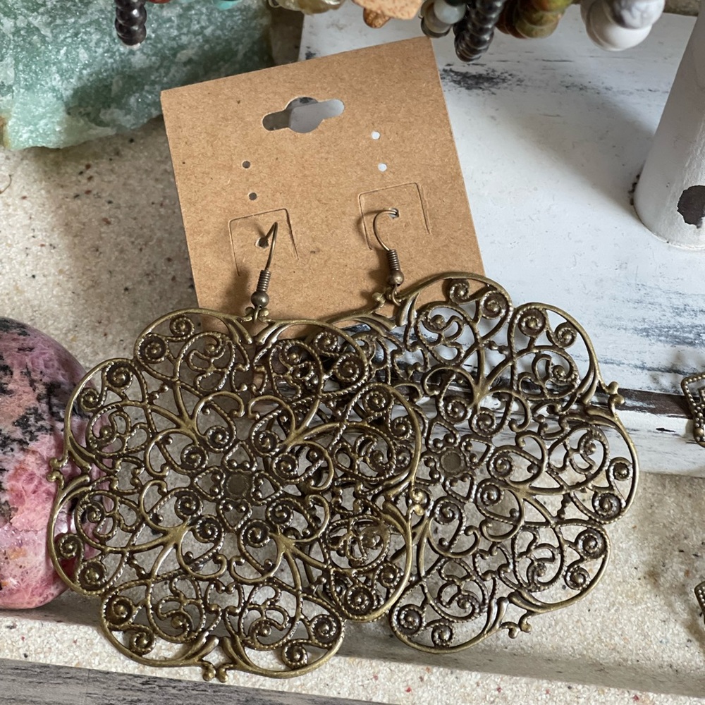 Large Bronze Mandala Earrings